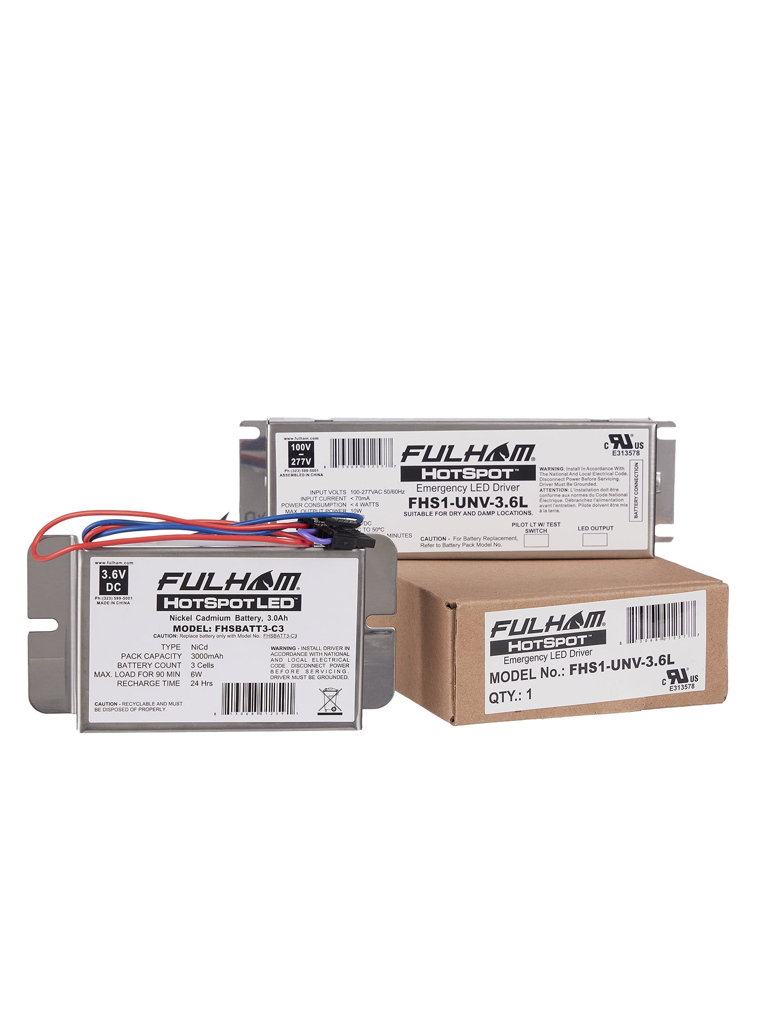 Fulham Lighting Silver Hotspot1 Led Emergency Battery Backup Kit