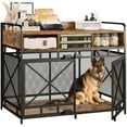 thumbnail image 1 of Fulhope Large Dog Crate Furniture 43", Dog Kennel Indoor, Wood Dog Cage Table with Drawers Storage, Heavy Duty Dog Crate, Sturdy Metal, 43.3"L x 27.6"W x 35.7"H (Rustic Brown), 1 of 8