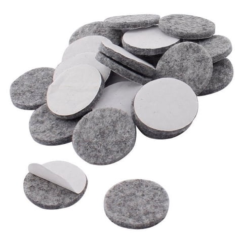Fulier 20pcs Round Non-slip Felt Furniture Pads 1 1/8" Floor Protector for Chair Legs Feet Gray