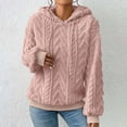 thumbnail image 1 of Fulijie Big And Tall Sweaters,Mens Sweaters Big And Tall Clearance,Womens Fleece Jackets,Women's Solid Plush Spliced New Hooded Thickened Jacquard Long Sleeve Sweater Coat Top, 1 of 7