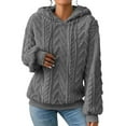 thumbnail image 1 of Fulijie Big And Tall Sweaters,Mens Sweaters Big And Tall Clearance,Womens Fleece Jackets,Women's Solid Plush Spliced New Hooded Thickened Jacquard Long Sleeve Sweater Coat Top, 1 of 8