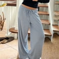 thumbnail image 1 of Fulijie Blue Lounge Pants Women, Polyester,Spandex Skirts for Women, Women's Wide Leg Striped Pants Casual Drawstring Elastic Low Rise Pajama Pants Wear Trousers, 1 of 8