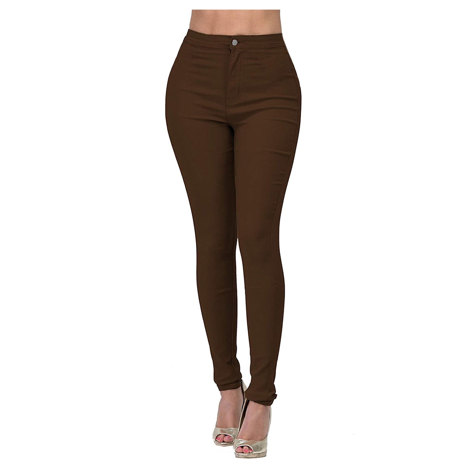 Fulijie Brown Skinny High Waisted Jeans,Brown Skinny Jeans,Chocolate ...