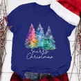 thumbnail image 1 of Fulijie Christmas Crew Neck Christmas Tshirts Shirts for Women, Tops Santa Claus Shirt, Blue Christmas Clothes for Women, Women's Christmas Print Round Neck Short Sleeve T Shirt Top, 1 of 5