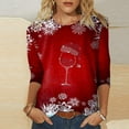 Fulijie Christmas Red Woman Plus Size Tops, Women's Daily Christmas