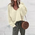 thumbnail image 1 of Fulijie Cream V Neck Sweater,Cream V Neck Sweater Women,Cream V Neck Cardigan For Women,Womens Sweaters,Women's V-Neck Sweater Comfortable Long Sleeve Lightweight Casual, 1 of 6