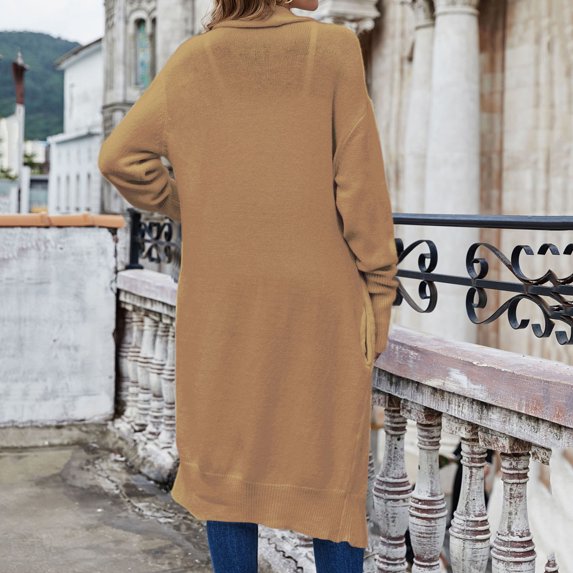 Fulijie Cream Women Open Front Cardigan,Cardigans For Women Cream,Womens Long Cardigan Sweater Cream Color,Womens Sweaters,Solid Open Front Maxi Long Knitted Cardigan Sweater For Women