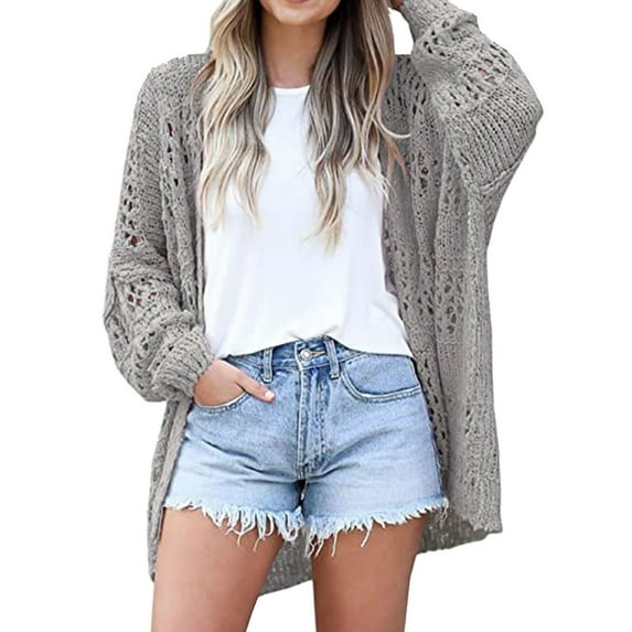 Fulijie Cream Women Open Front Cardigan,Cream Cardigan,Womens Cream Sweater,Womens Sweaters,Women's Open Front Long Sleeve Crochet Chunky Knit Cardigan Sweater Loose Outwear