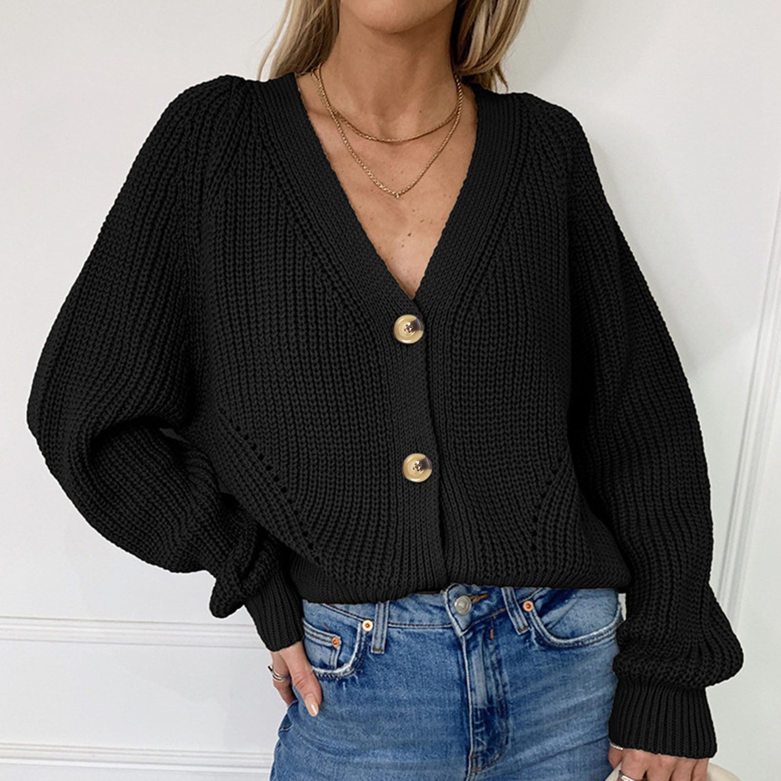 Fulijie Cream Women Open Front Cardigan Women Cream Cardigan Dressy Cream Cardigan Womens Sweaters Women s Long Sleeve Knit Sweater Open Front Cardigan Button Loose Outerwear Walmart