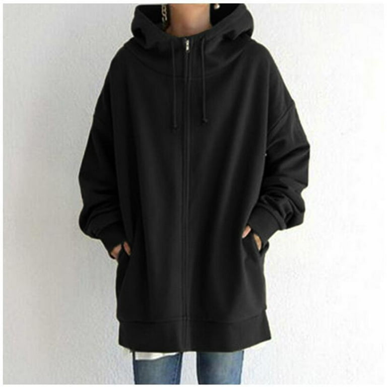 Fulijie Dark Cream Colored Hoodie Sweatshirt Womens Sweatshirts Hoodies Women s Solid Color Cause Streetwear Sweater Zipper Hooded Long Sleeve Sweatshirt Coat Walmart