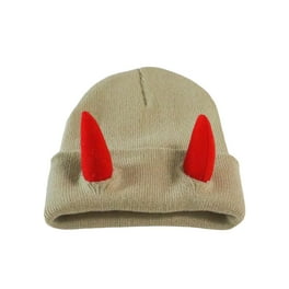 Devil Horn Knitted Beanie Hat Winter Men Women Skull Hat with