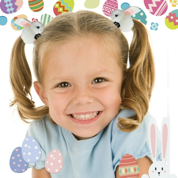 Fulijie Easter, Cute Bunny Hiar Ties Hair Decoration Hair Accessories Elasticity Large Thick No Seam Gifts For Girls And Women