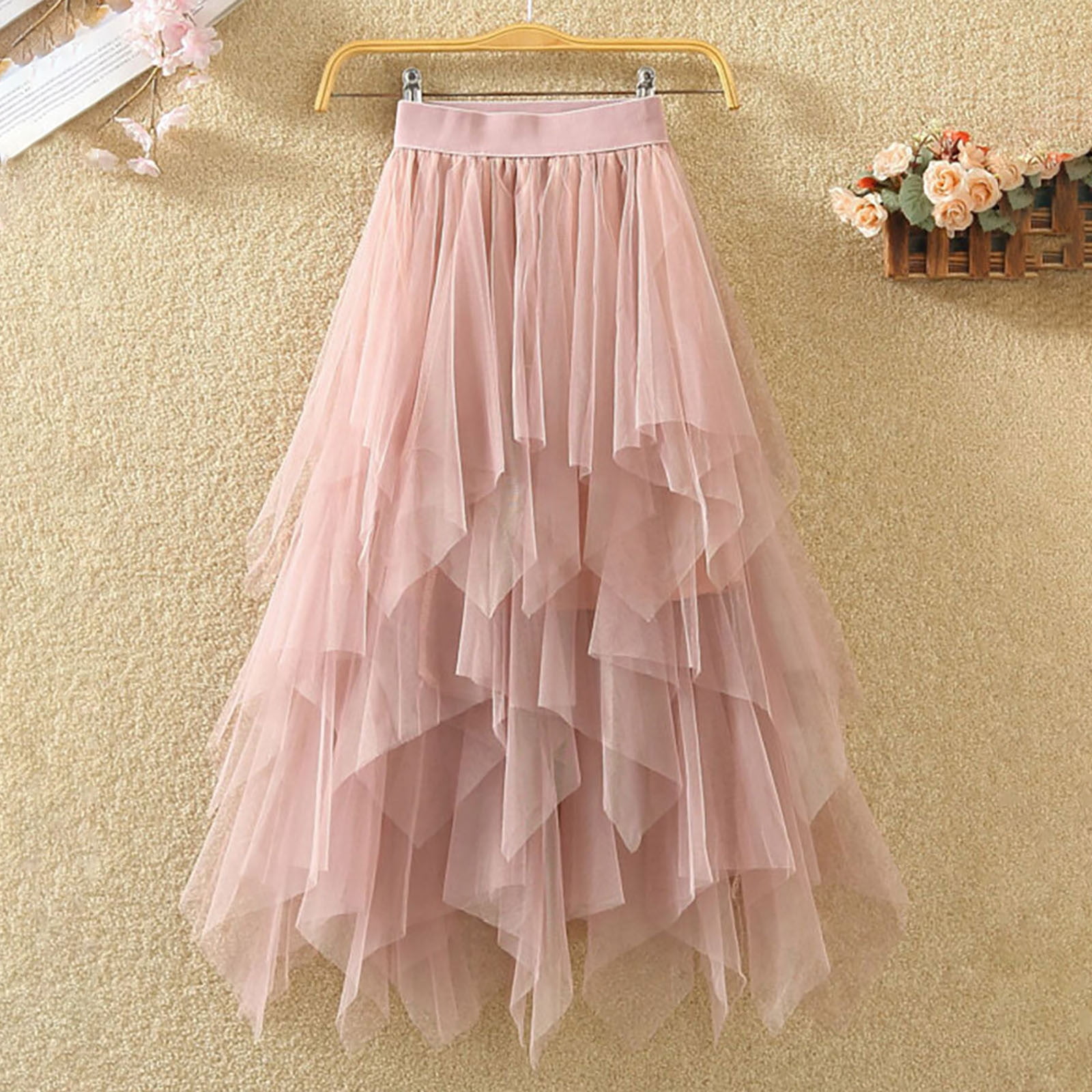 Fulijie Gauze Cotton Maxi Maxi Skirt Womens Skirts Women Spring Solid Color A Line Elastic High Waist Long Mesh Skirt Gauze Walmart