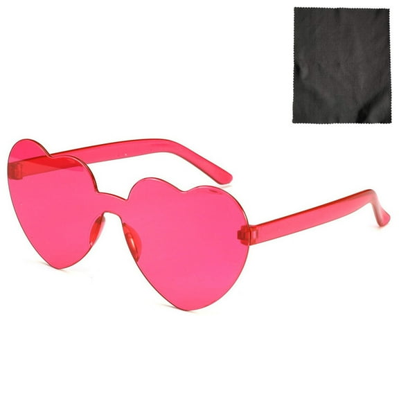 Fulijie Heart Shaped Rimless Sunglasses Transparent Candy Color Frameless Glasses
