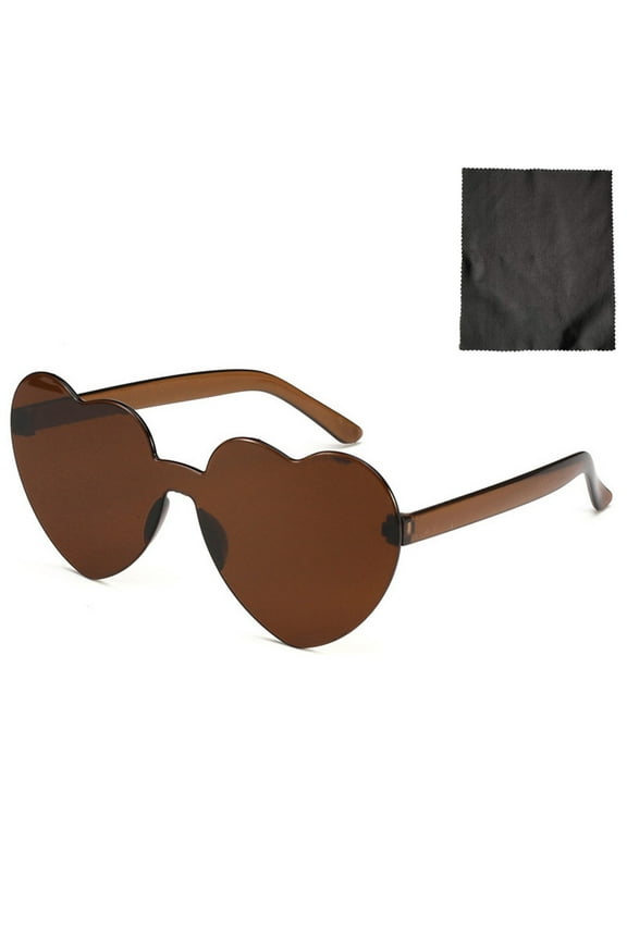 Heart Shaped Rimless Sunglasses Transparent Candy Color Frameless Glasses
