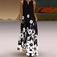 thumbnail image 1 of Fulijie Neck Casual Sleeveless Fashion Plus Women's V Print Long Size Dress Women's Dress Black, 1 of 3