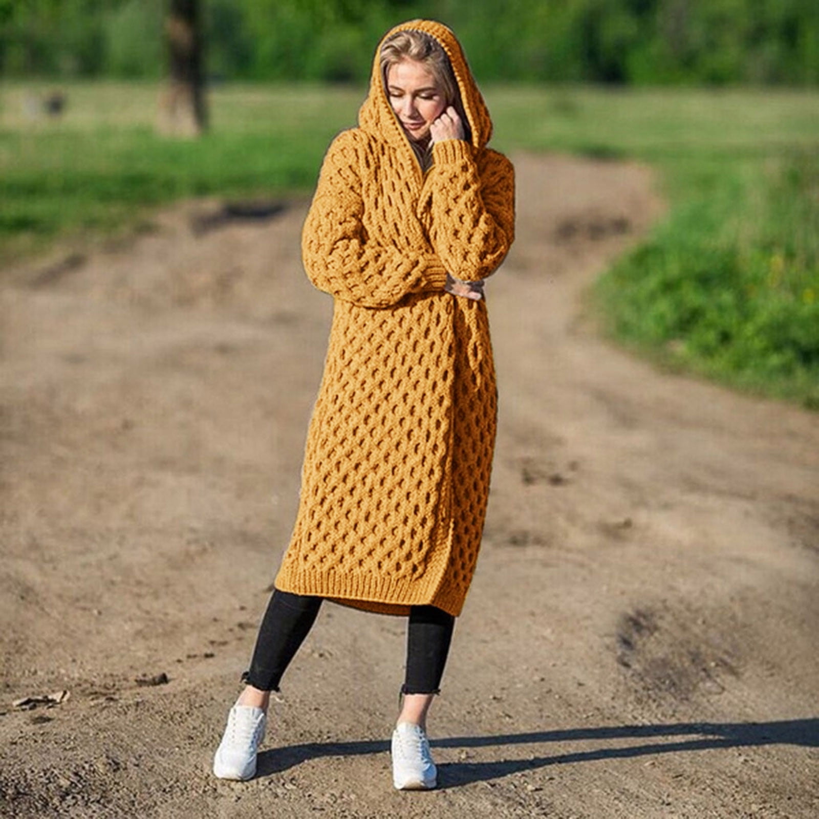 Long hooded cardigan sweater coat new arrivals