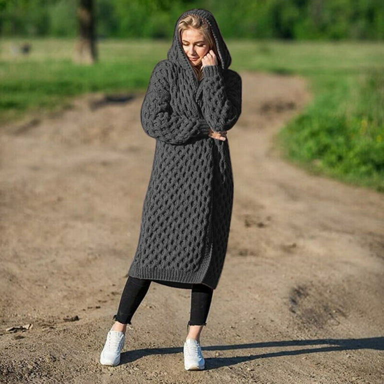 Ladies long hooded cardigan best sale