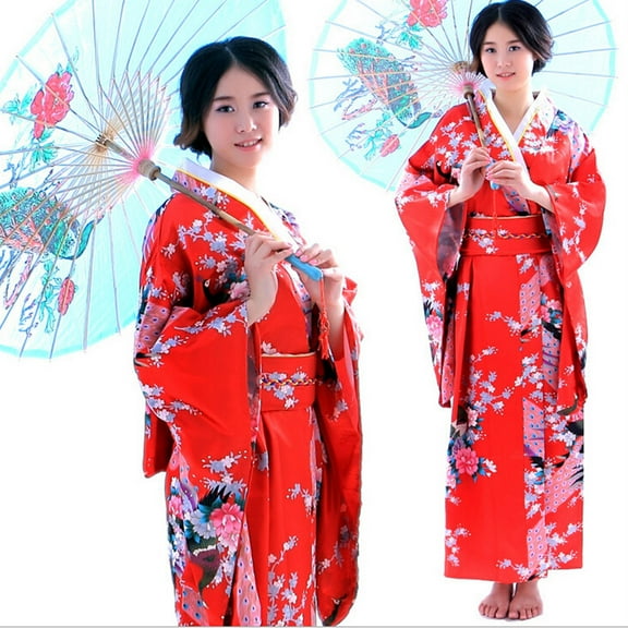 Fulijie Red Japanese Kimono,Red Kimono Japanese,Womens Dresses,Women's Print Kimono Robe Traditional Japanese Dress Photography