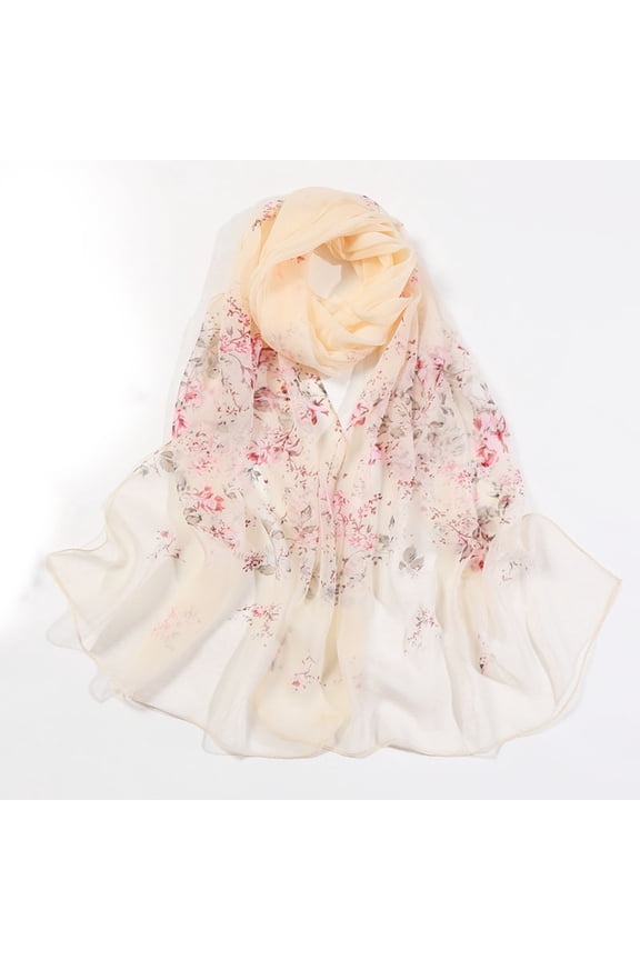 Scarfs for Women Lightweight Print Floral Pattern Scarf Shawl Fashion Scarves Sunscreen Shawls and Wraps for Spring, Silk Head Scarf, Women's Scarves & Wraps, Head Scarf for Women