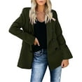 thumbnail image 1 of Fulijie Solid Color Long Sleeve Lapel Cover-Up Plus Coat for Women, Size S-3XL, Big&Tall Green, Women's Casual Light Weight Thin Jacket Slim Coat Long Sleeve Office Business Coats Jacket, 1 of 7