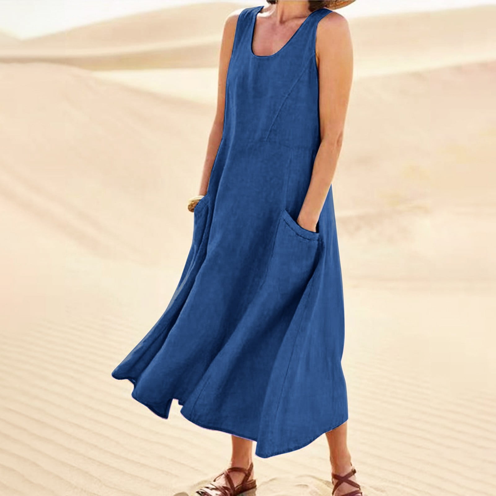 Leisure Crew Neck Long Dress