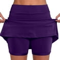 thumbnail image 1 of Fulijie Swing Dress for Women, Solid Color Tennis Sport Activewear Culottes for Women, Size S-5XL, Big&Tall Purple, Women's Pocket Pants Solid Mid Waist Culottes Short Skirts Skinny Pants, 1 of 8