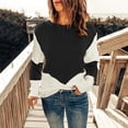 thumbnail image 1 of Fulijie Women Cream Sweater?,Black And White Cream Sweater,Womens Sweaters,Women Crew Neck Long Sleeve Pullover Top Contrast Color Bottom Shirt Knit Sweater, 1 of 4