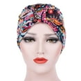 thumbnail image 1 of Fulijie Women India Muslim Stretch Turban Hat Floral Cotton Hair Loss Head Scarf Wrap, Multi-color & One Size, 1 of 3