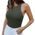 thumbnail image 1 of Fulijie Women Jumpsuit One Piece Body Contour,Ladies High Neck Sleeveless Bodysuit,Womens Tops,Women's Sexy Sleeveless Solid Halter Neck Slim High Elastic Bodysuit, 1 of 3