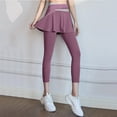 thumbnail image 1 of Fulijie Women Skirted Legging Pleated Skirt Capris Leggings Athletic Workout Running Yoga Pants, Purple Jeggings for Women, Nylon,Spandex Skirts for Women, Lounge Pants Women, Yoga Pants Women, 1 of 6