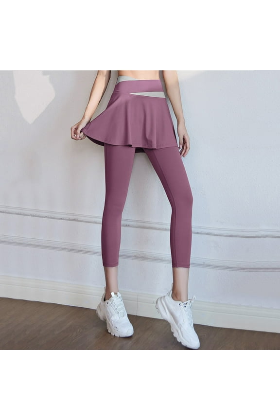 Women Skirted Legging Pleated Skirt Capris Leggings Athletic Workout Running Yoga Pants, Purple White Pants Women, Nylon,Spandex Plus Size Jeans for Women, Flowy Pants for Women, Yoga Pants