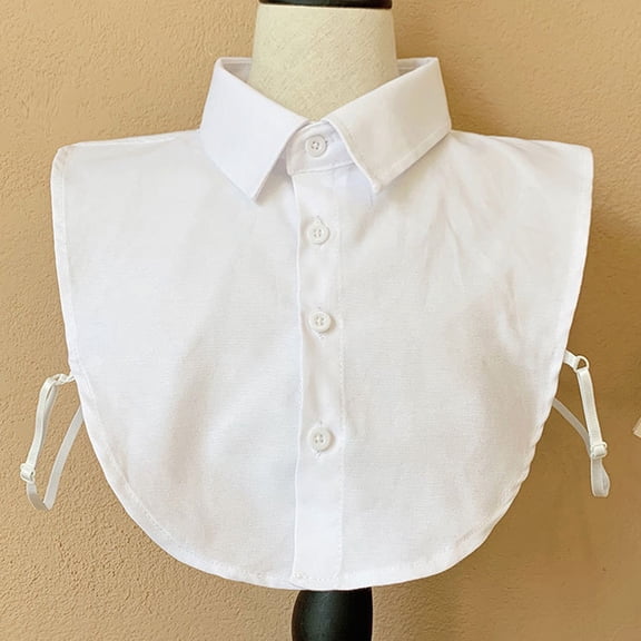 Fulijie Women Solid Ruffle Jeans Detachable Blouse with False Collar Half Elastic Waist Shirt Collar