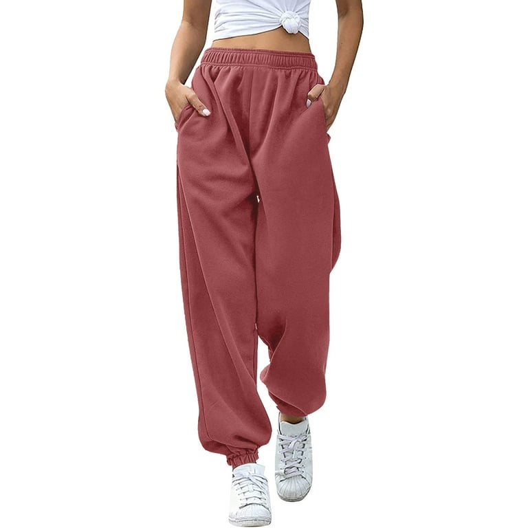 Wozhidaose Wide Leg Pants for Women Wide Leg Baggy Sweatpants High Waisted  Joggers Pants Trousers Pockets Drawstring Track Pants Joggers for Women