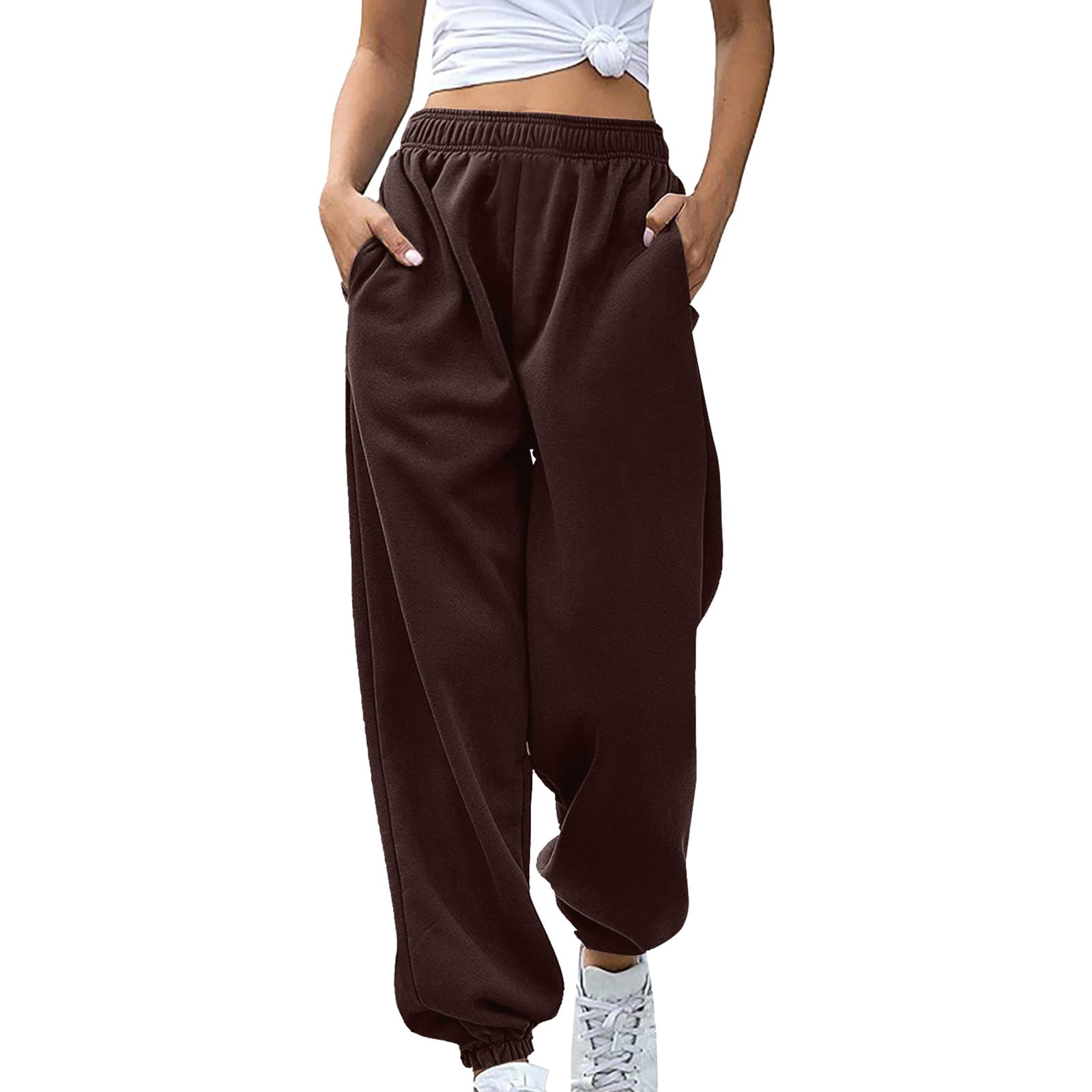 Fulijie Women's Cinch Bottom Sweatpants with Pockets No Drawstring