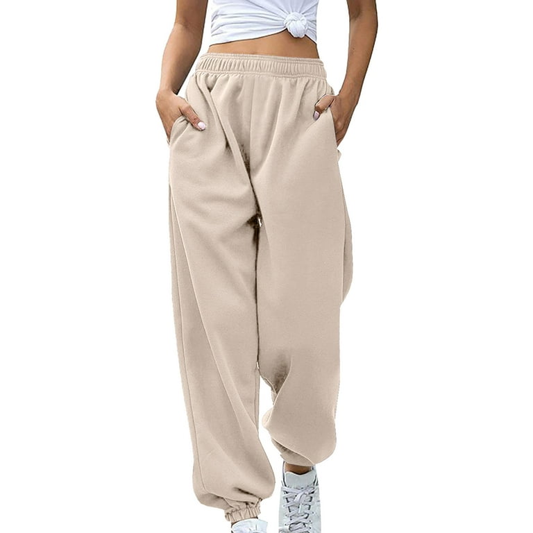 Fulijie Women's Cinch Bottom Sweatpants with Pockets No Drawstring