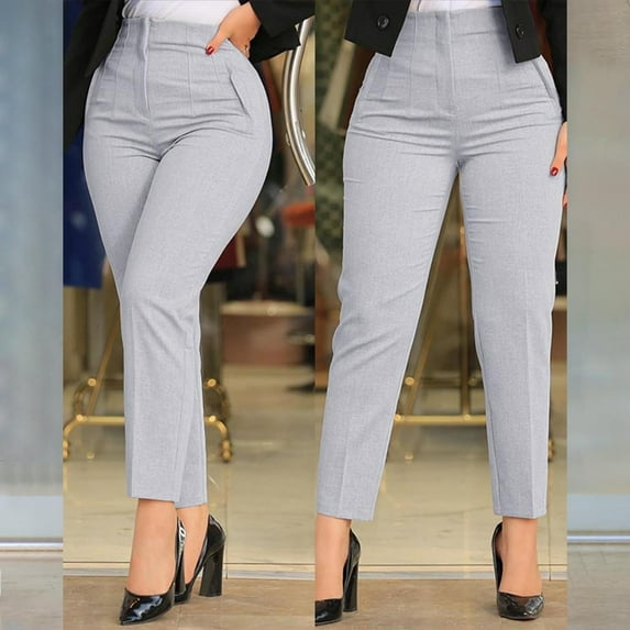 Fulijie Women's New Casual Fashion Slim Fit Bag Hip Casual Pants, Gray Vacation Outfits for Women, Polyester Lounge Pants Women, Yoga Pants Women, Petite Pants for Women