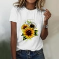 thumbnail image 1 of Fulijie Women's Printed Short Sleeves Crew Neck Leisure T-Shirts, Size S-2XL, Big&Tall, White, Womens Simple Casual Printing Comfortable Round Neck Short Sleeve T Shirt, 1 of 4