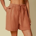 thumbnail image 1 of Fulijie Women's Solid Color Leisure Casual Pants, Size S-2XL, Big&Tall, Pink, Cotton Waist Women Elastic Summer Womens Casual Shorts Shorts and High Solid Waist Women's Shorts, 1 of 5