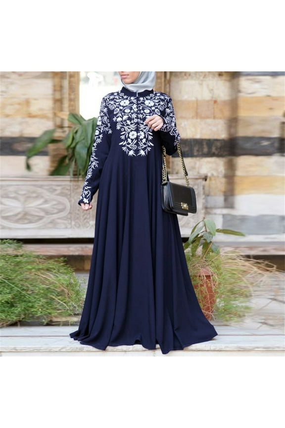 Womens Dresses,Women Muslim Dress Kaftan Arab Jilbab Abaya Islamic Lace Stitching Maxi