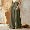 thumbnail image 1 of Fulijie Womens Pants,Ladies Solid Color High Waist Casual Button Cotton Linen Wide Leg Pants, 1 of 9