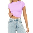thumbnail image 1 of Fulijie Womens Tops,Womens Fashion Summer Short Sleeve Cute Crop Tops Casual Basic Crewneck Slim Fit T Shirts, 1 of 5