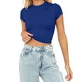 thumbnail image 1 of Fulijie Womens Tops,Womens Fashion Summer Short Sleeve Cute Crop Tops Casual Basic Crewneck Slim Fit T Shirts, 1 of 5