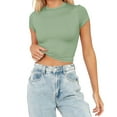 thumbnail image 1 of Fulijie Womens Tops,Womens Fashion Summer Short Sleeve Cute Crop Tops Casual Basic Crewneck Slim Fit T Shirts, 1 of 5