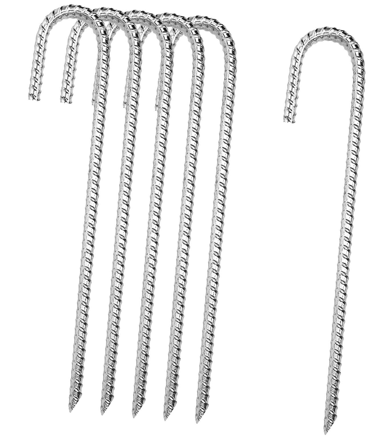 Stake Rack Hooks Fuliko 12 Inch Rebar Stakes, 6 Pack Garden Stake J-Hook, Galvanized ...