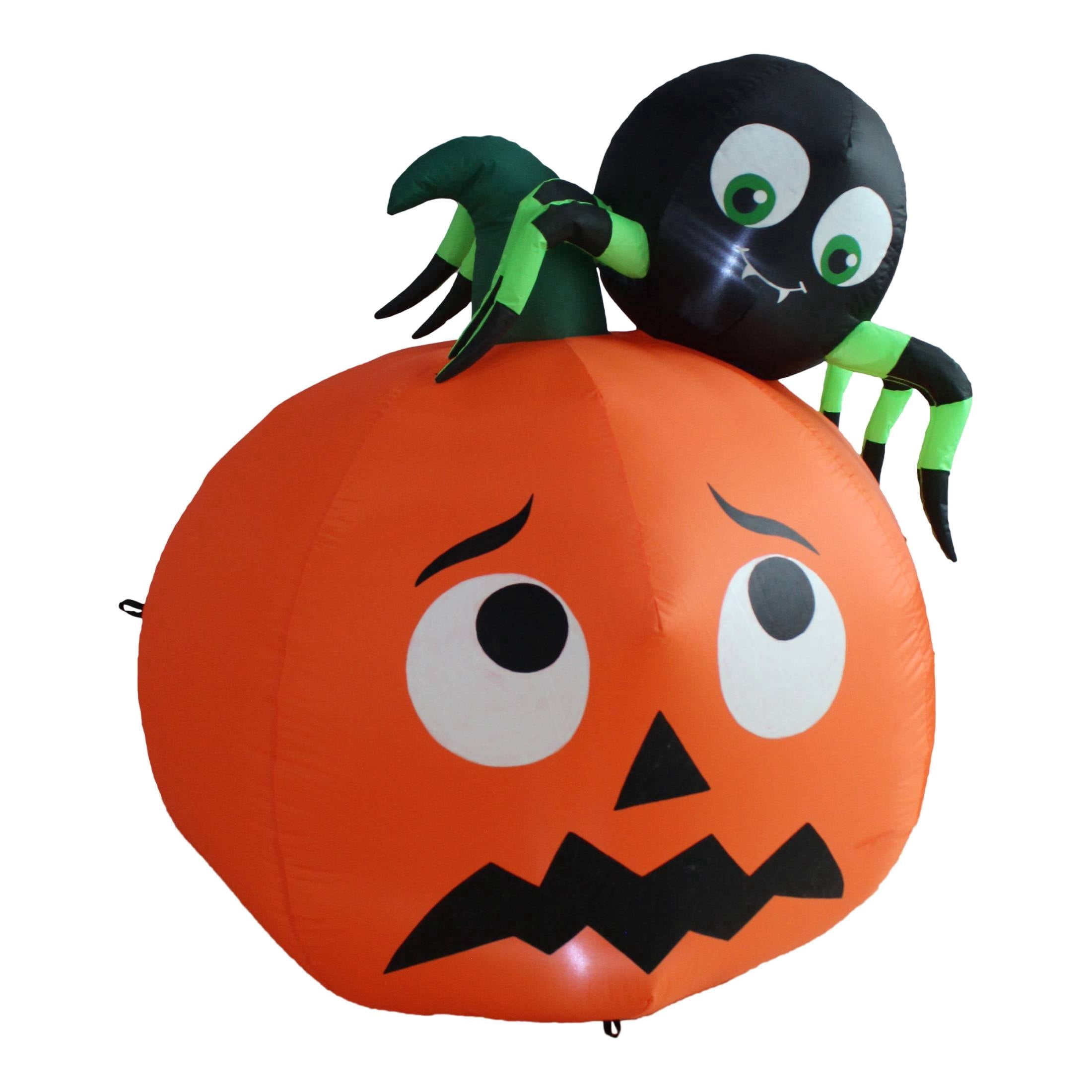 Spooky Spider on Pumpkin Airblown Yard Inflatable, Multicolor, 4', Halloween by Way To Celebrate