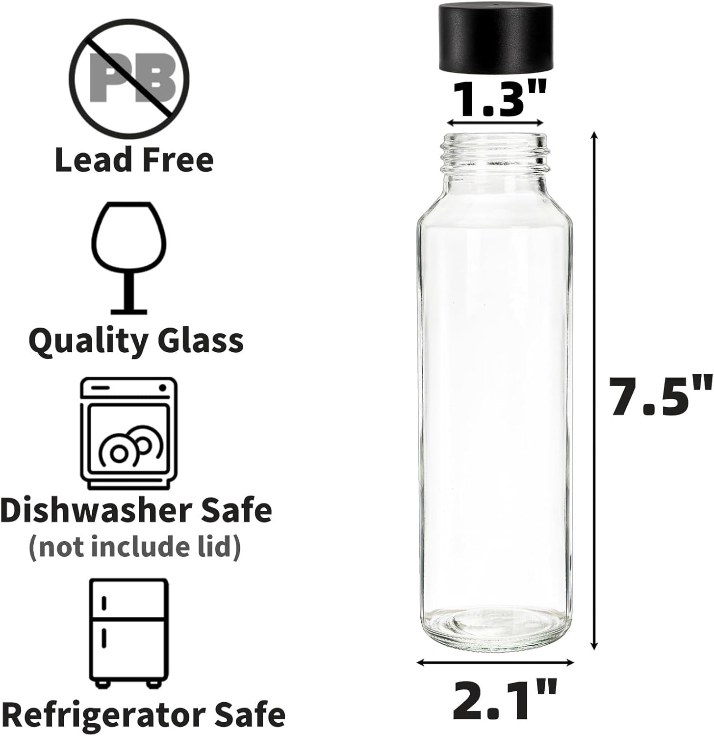 Fuliko 12-Piece Glass Bottle Set with , 12 OZ / 350ml Leak-Proof ...