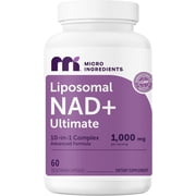 Micro Ingredients Liposomal NAD+ Ultimate Complex 1,000mg Per Serving, 60 Veggie Capsules, NMN Pathway Formula, 10-in-1 NAD Supplement with Resveratrol, Glutathione, Astaxanthin