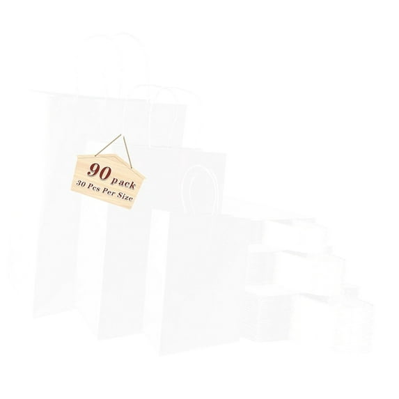 Fuliko 120 Pack Paper Bags with Handles, Assorted Sizes Bulk Paper Bags, Wedding, Birthday, Favor, Party, Retail Bag...