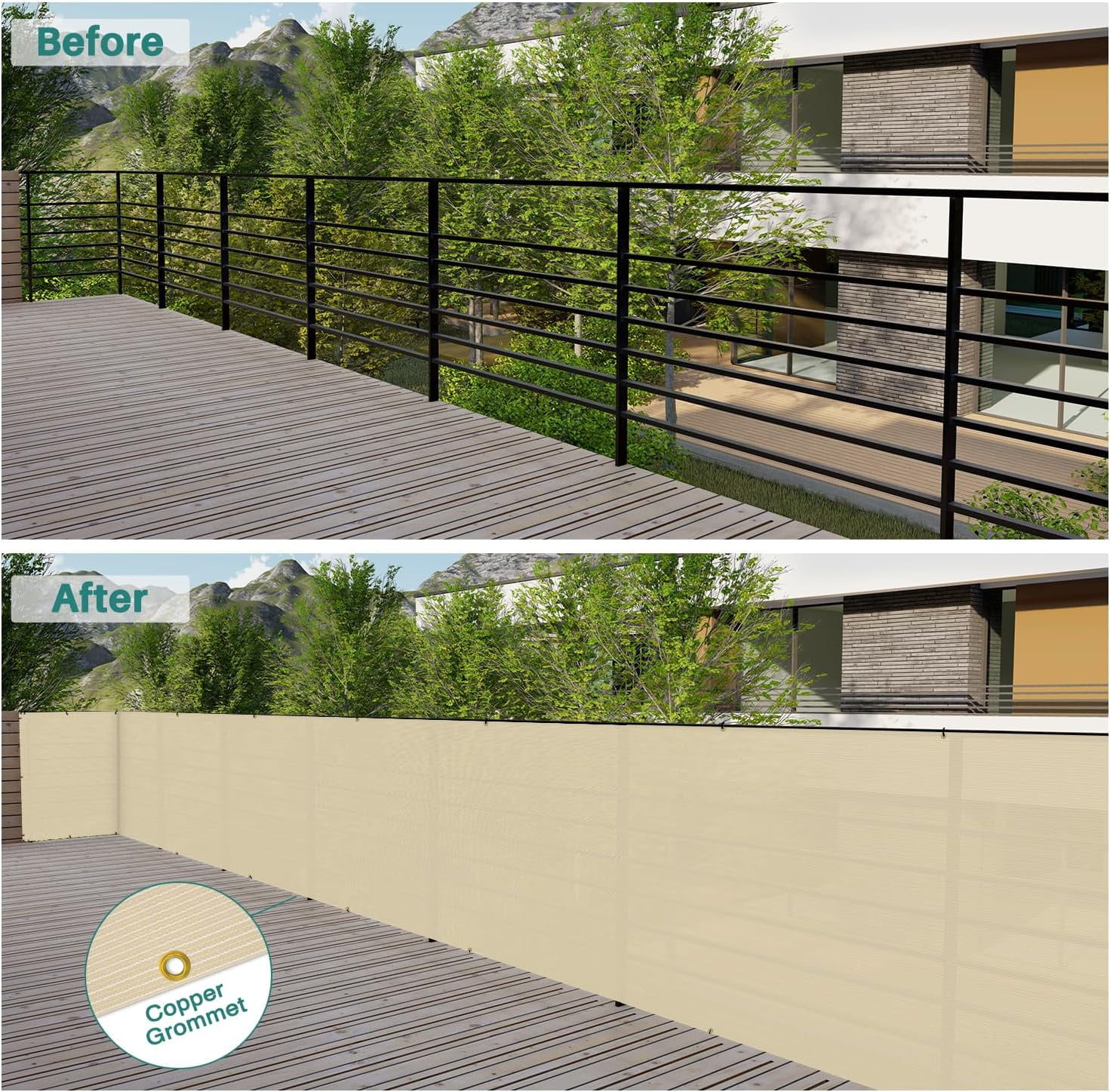 Fuliko 2 5 #39 x 6 #39 Beige Balcony Privacy Screen for Apartment Deck Fuliko 2 5 #39 x 6 #39 Beige Balcony Privacy Screen for Apartment Deck